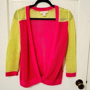Christopher & Banks Open Weave Colorblocked Ramie Cardigan- Size Sm
